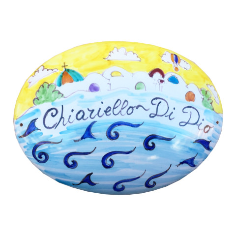 Targa Ovale per porta da personalizzare con nome realizzata in Ceramica di Vietri