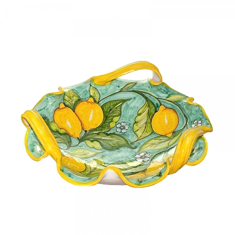 Tasse à trois anses lisses - Décor de citrons