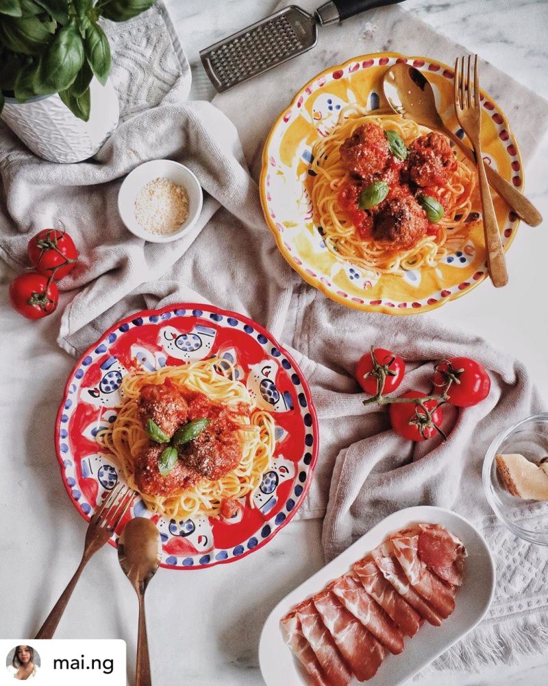 Espaguetis y albóndigas - foto de @ mai.ng London en Instagram