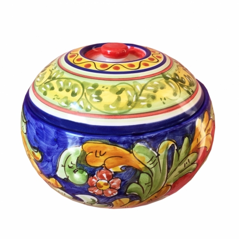 Biscottiera in Ceramica di Vietri - Decoro Fiore Barocco