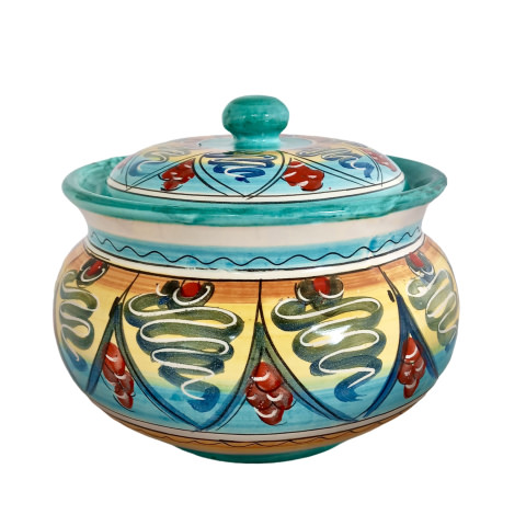 Biscottiera in Ceramica di Vietri - Decoro Geometrico