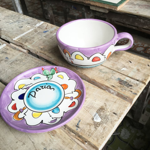 Tazza da latte - Decoro Casette