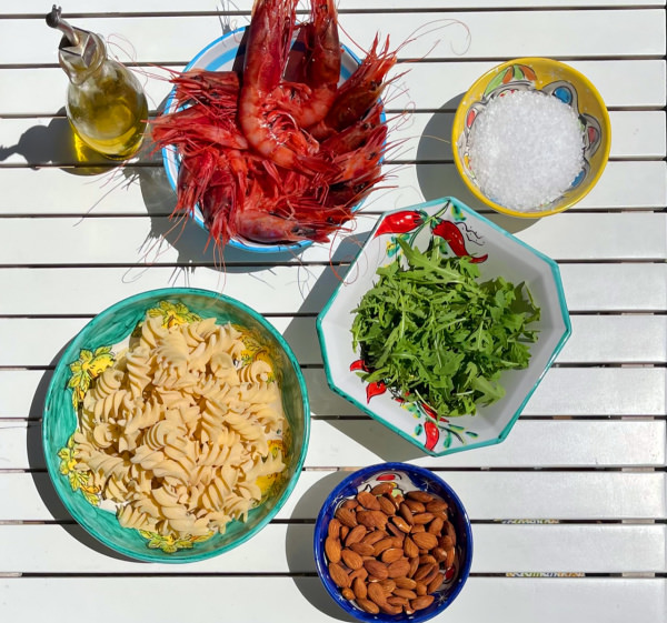 Ingredientes Pesto de Rúcula Pasca y Gambero Rojo