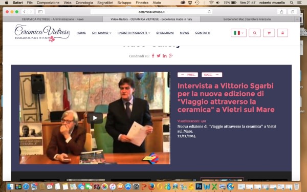 Intervista a Vittorio Sgarbi per la nuova edizione di 'Viaggio attraverso la ceramica' a Vietri sul Mare