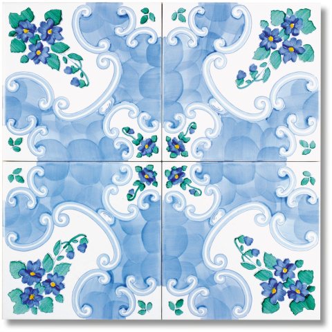   Piastrelle dipinte a mano - 20x20 cm  - Decoro Lago Patria