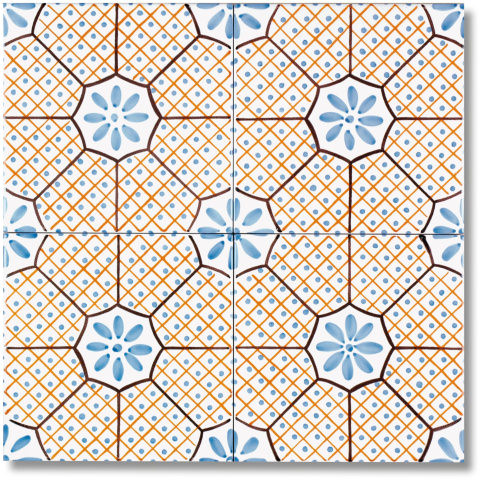 Carrelage Céramique Vietri Cimasa 20x20 Cm - Fait Main En Italie, Motif Fleurs Bleues - Neuf