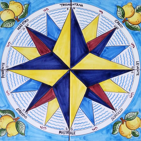 Piastrelle 'Rosa dei Venti' - Riggiole - Mattonelle - Maioliche - Rivestimenti- Pavimenti- Limoni