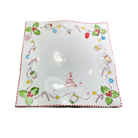 Piatto Quadrato Ondulato decoro natalizio