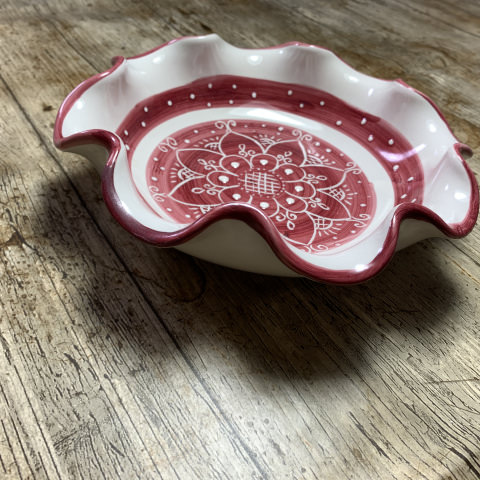 Coupe ronde à créneaux en céramique Vietri décoration de Noël