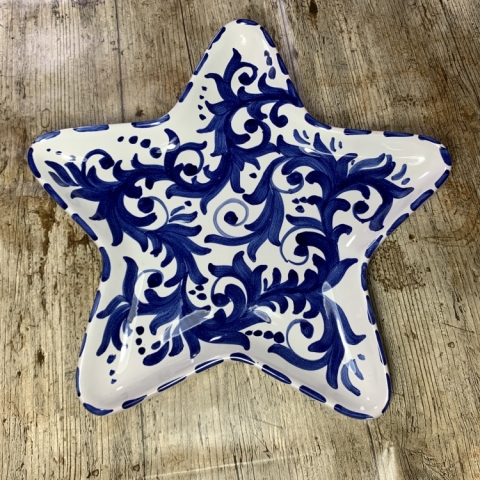 Piatto Stella Marina Decoro Natalizio Blu