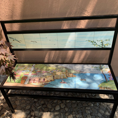 Panchina in Ferro e Piastrelle Vietresi - Decoro Amalfi 
