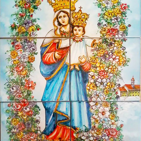 Pannello Murales composto da piastrelle dipinte a mano - su progetto - Immagini sacre