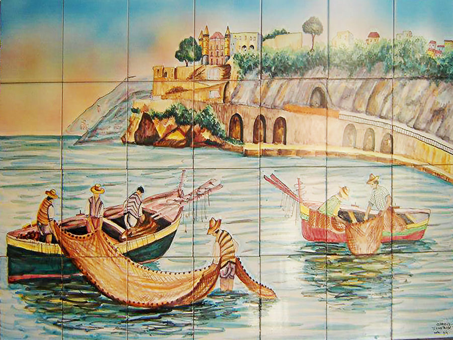 Panel murales consta de azulejos pintados a mano - Por proyecto - Porto - VIETRI  CERÁMICA - excelencia made in Italy