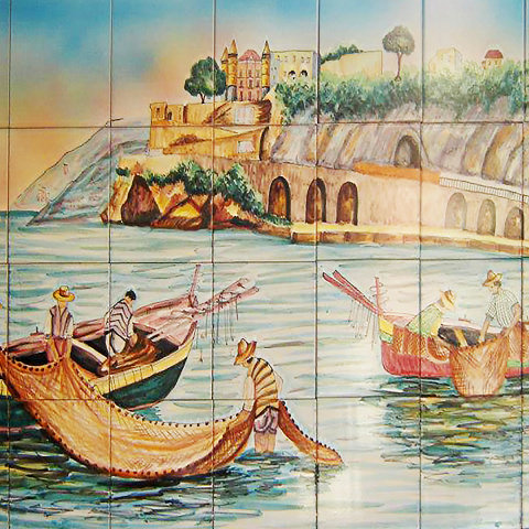 Pannello Murales composto da piastrelle dipinte a mano - su progetto - Porto