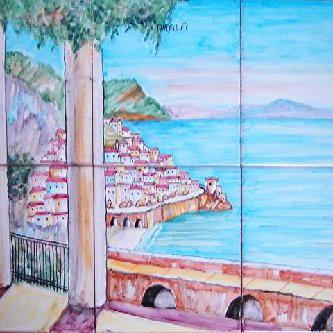 Pannello Murales composto da piastrelle dipinte a mano - su progetto - Veduta