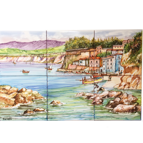 Murals Sorrento 60x40 cm panel - handpainted tiles - VIETRI CERAMICS - the  excellence artisan pottery made in Italy