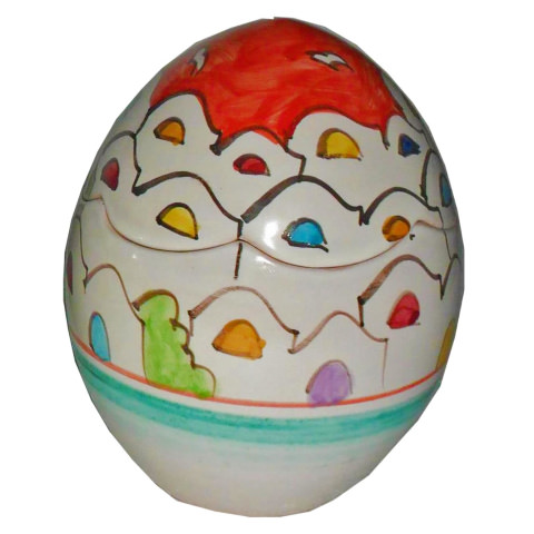 Uova di Pasqua in ceramica di Vietri - decoro Casette