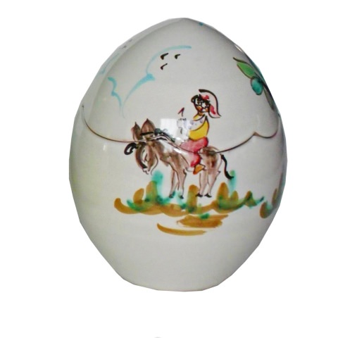 Uova di Pasqua in ceramica di Vietri - decoro Contadini