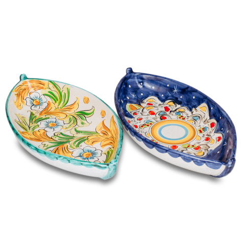 Assiette Déco Carrée En Verre - Motif Bateaux Mouettes Relief Bleu - Vintage