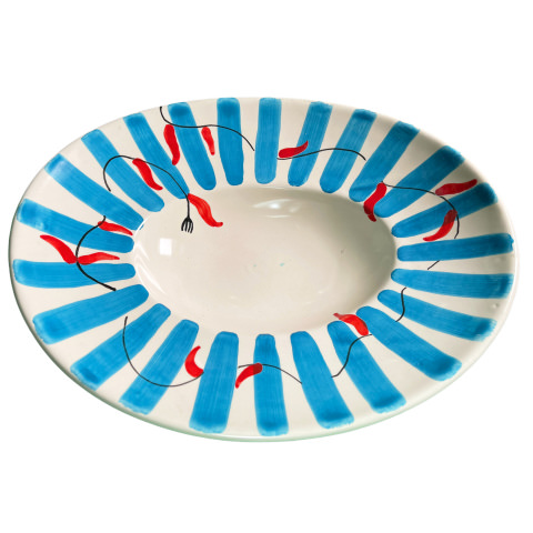Piatto Ovale Ad Onda 32x21 cm Decoro Costiera