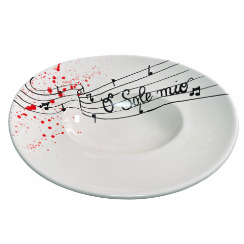 Piatto Ovale Ad Onda 32x21 cm Decoro Note Musicali