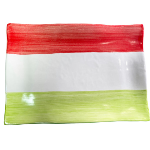 Piatto Rettangolare Ad Onda 33x23 cm Decoro Italia