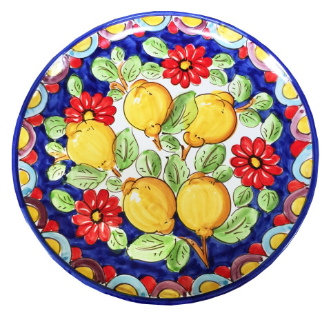 Piatto Murale Artistico - Limoni con Fiori