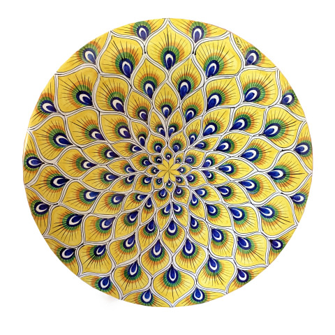 Piatto Murale in Ceramica di Vietri - Decoro Coda di Pavone