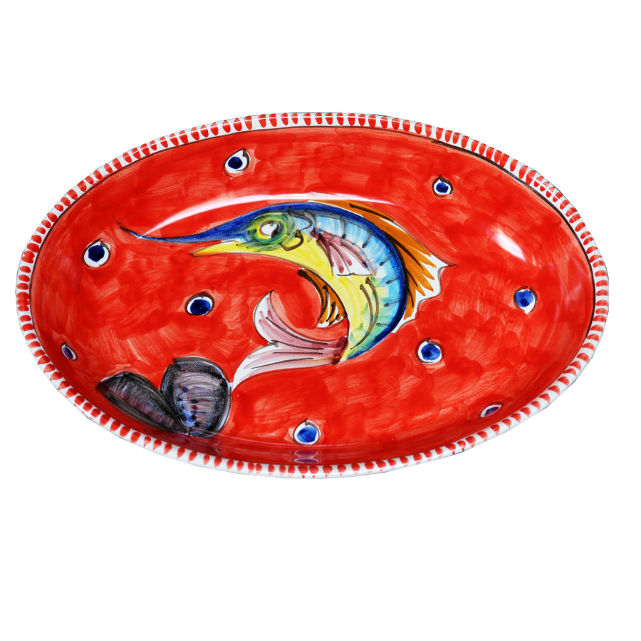 VICRAYS - Piatto da portata ovale extra large in porcellana da 40 cm, set  di piatti lunghi da portata per feste, ristoranti, carne, sushi, pesce