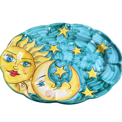 Piatti Tipo Ovale Merlato Decoro Sole Luna