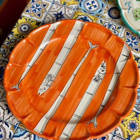 Piatti tipo Vietri Decoro Acciughe