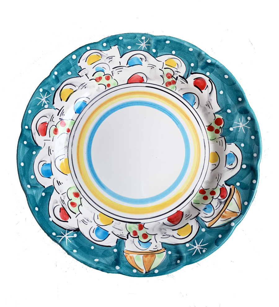 Flat Set 18pz Porcelain Serv Tableware Hand Decorated Vietrese casacolectt 