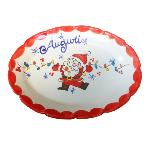 Piatto Ovale merlato decoro natalizio