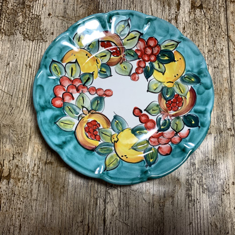 Piatto tipo Vietri frutta/dolce decoro Frutta