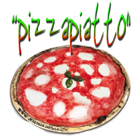 PizzaPiatto® il piatto per pizza in ceramica Vietrese decorato come una Pizza Margherita