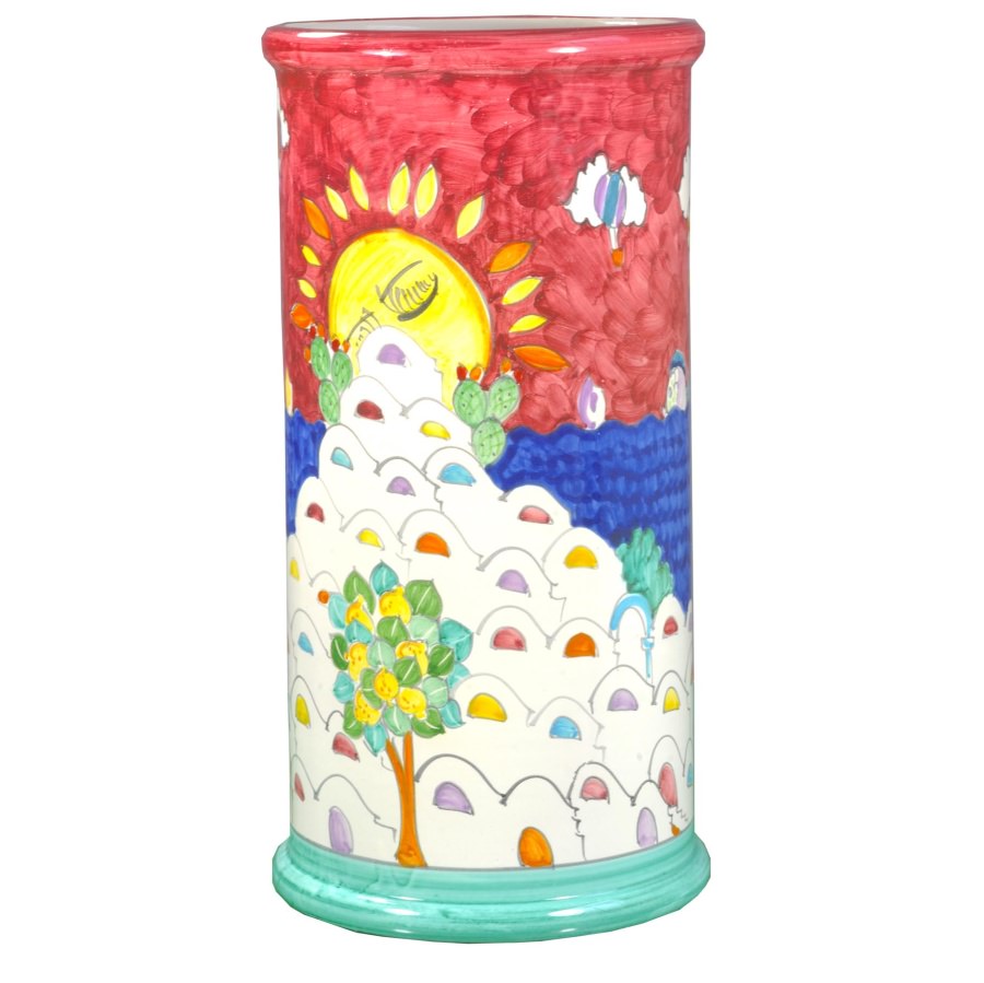 Assiette étoile Comète En Céramique De Vietri - Motif Maisons - Fait Main En Italie - Neuf