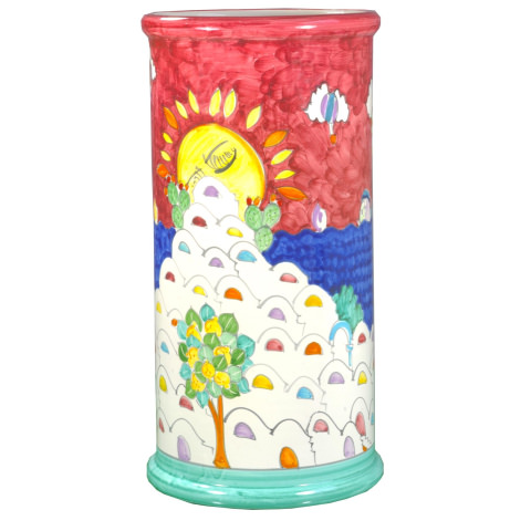 Portaombrelli in ceramica di Vietri - Decoro Casette