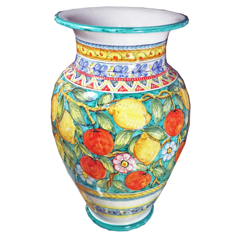 Portaombrelli in ceramica di Vietri - Decoro Limoni con Frutta