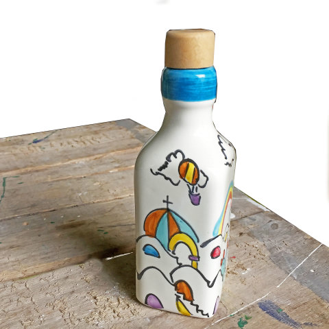Bottiglia Rettangolare Limoncello Decoro Casette