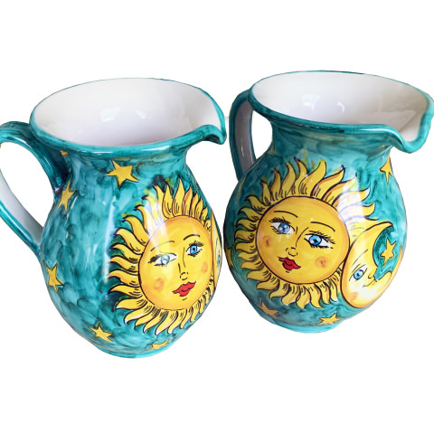 Brocca Caraffa Decoro Sole e Luna