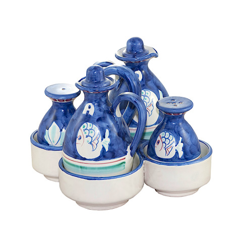 Set Sale Pepe Olio Aceto decoro Pesciolini